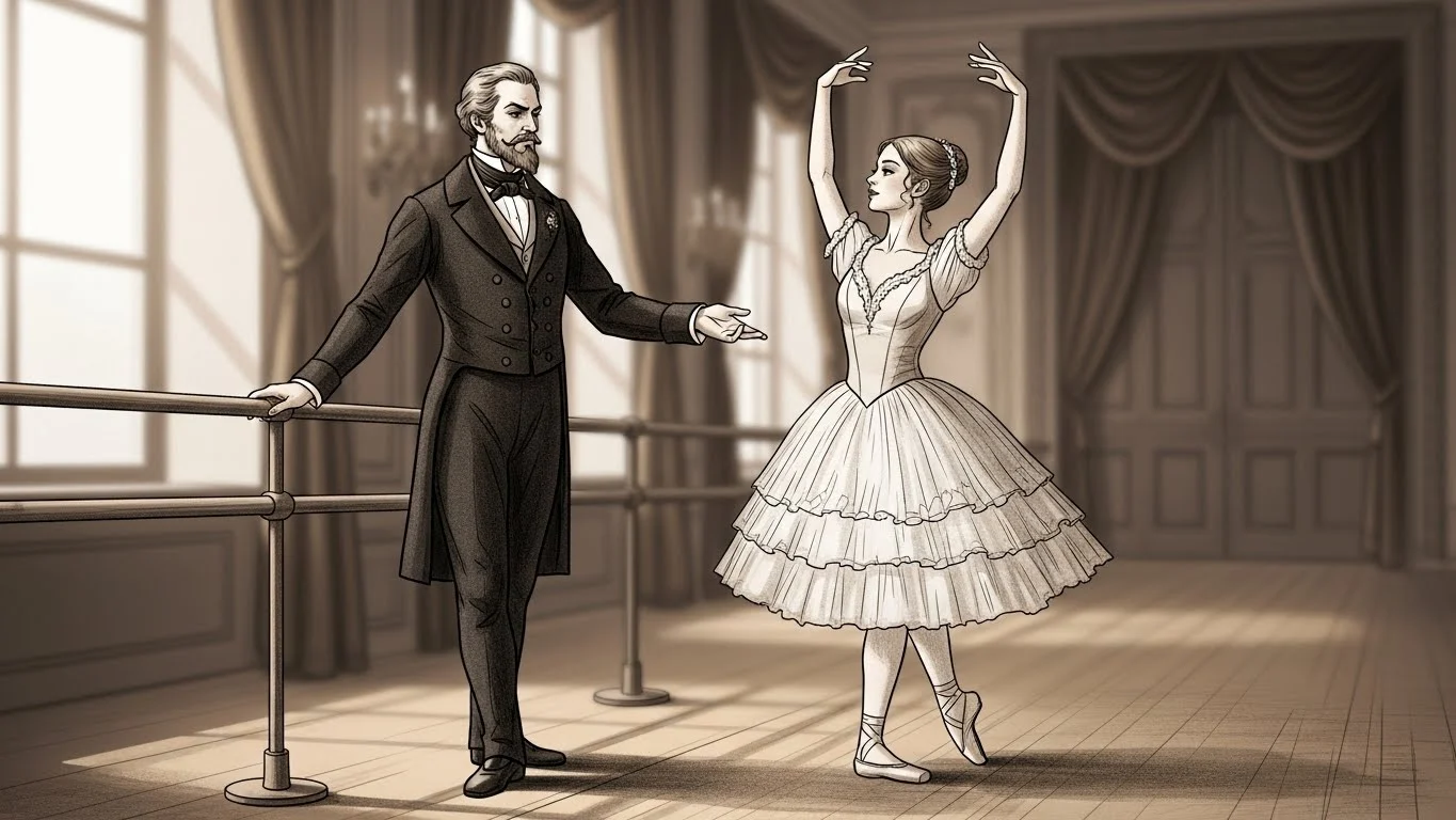 Классическая балерина, винтажный стиль.